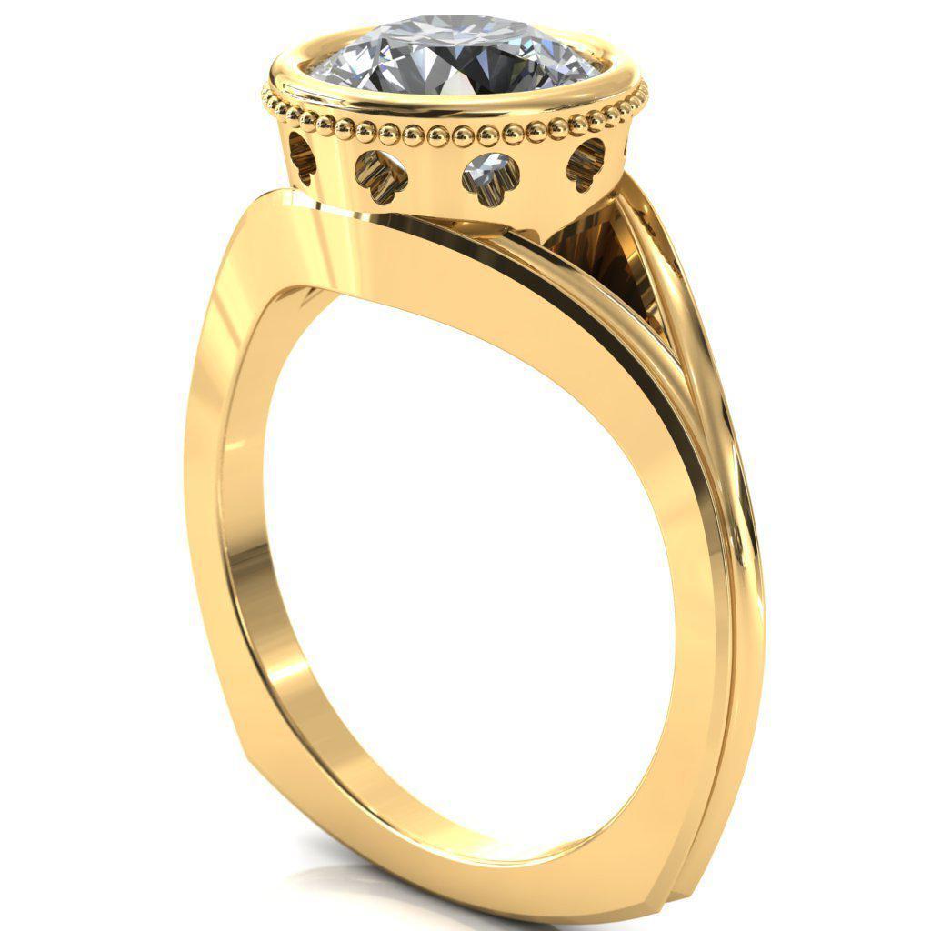 Russe Round Moissanite Full Bezel European Split Shank Ring-Custom-Made Jewelry-Fire & Brilliance ®