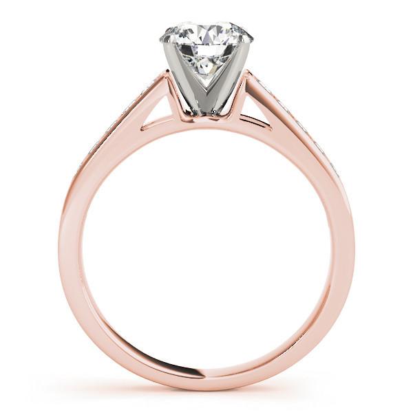 Ryleigh Round Moissanite Diamond Channel 4 Prong Two-Tone Engagement Ring-Custom-Made Jewelry-Fire & Brilliance ®