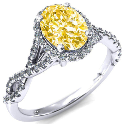 Sacha Oval Canary Yellow 4 Prong 1/2 Micropavé Infinity Shank Engagement Ring-FIRE & BRILLIANCE