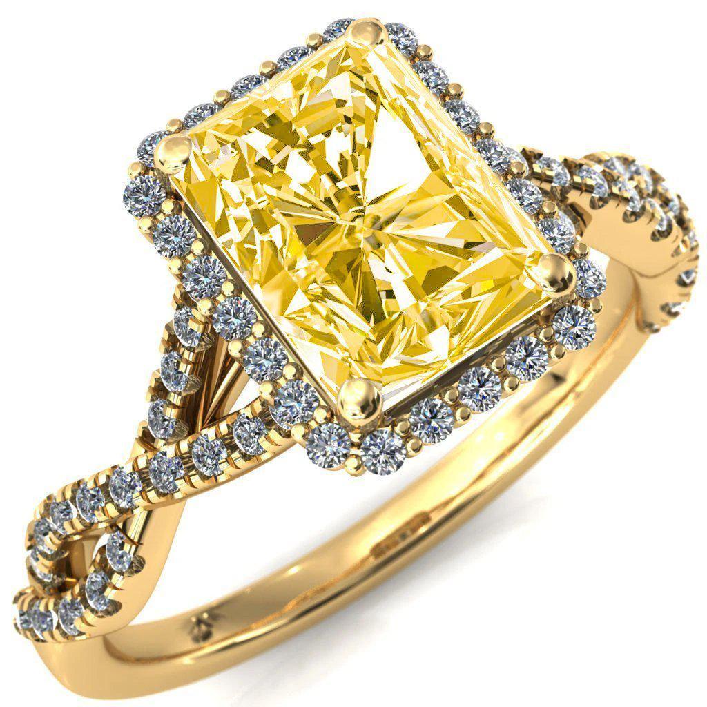 Sacha Radiant Canary Yellow 4 Prong 1/2 Micropavé Infinity Shank Engagement Ring-FIRE & BRILLIANCE