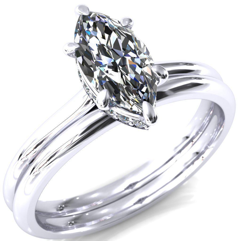 Secret Marquise Moissanite 6 Prong Floating Halo Engagement Ring-Custom-Made Jewelry-Fire & Brilliance ®