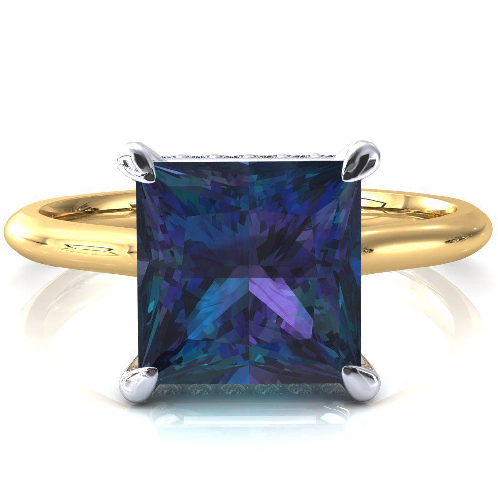 Secret Princess Alexandrite 4 Prong Floating Halo Engagement Ring-FIRE & BRILLIANCE