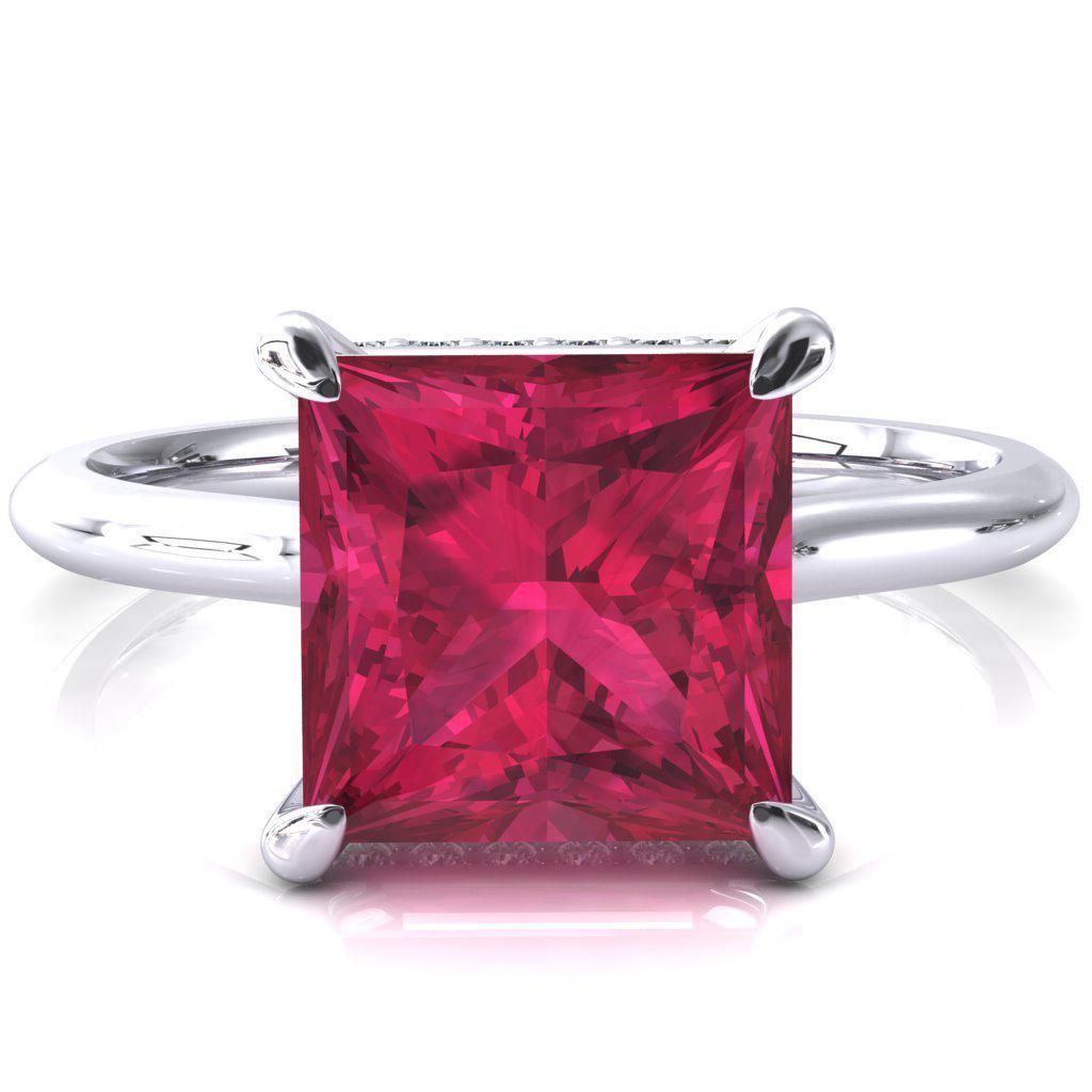 Secret Princess Ruby 4 Prong Floating Halo Engagement Ring-FIRE & BRILLIANCE