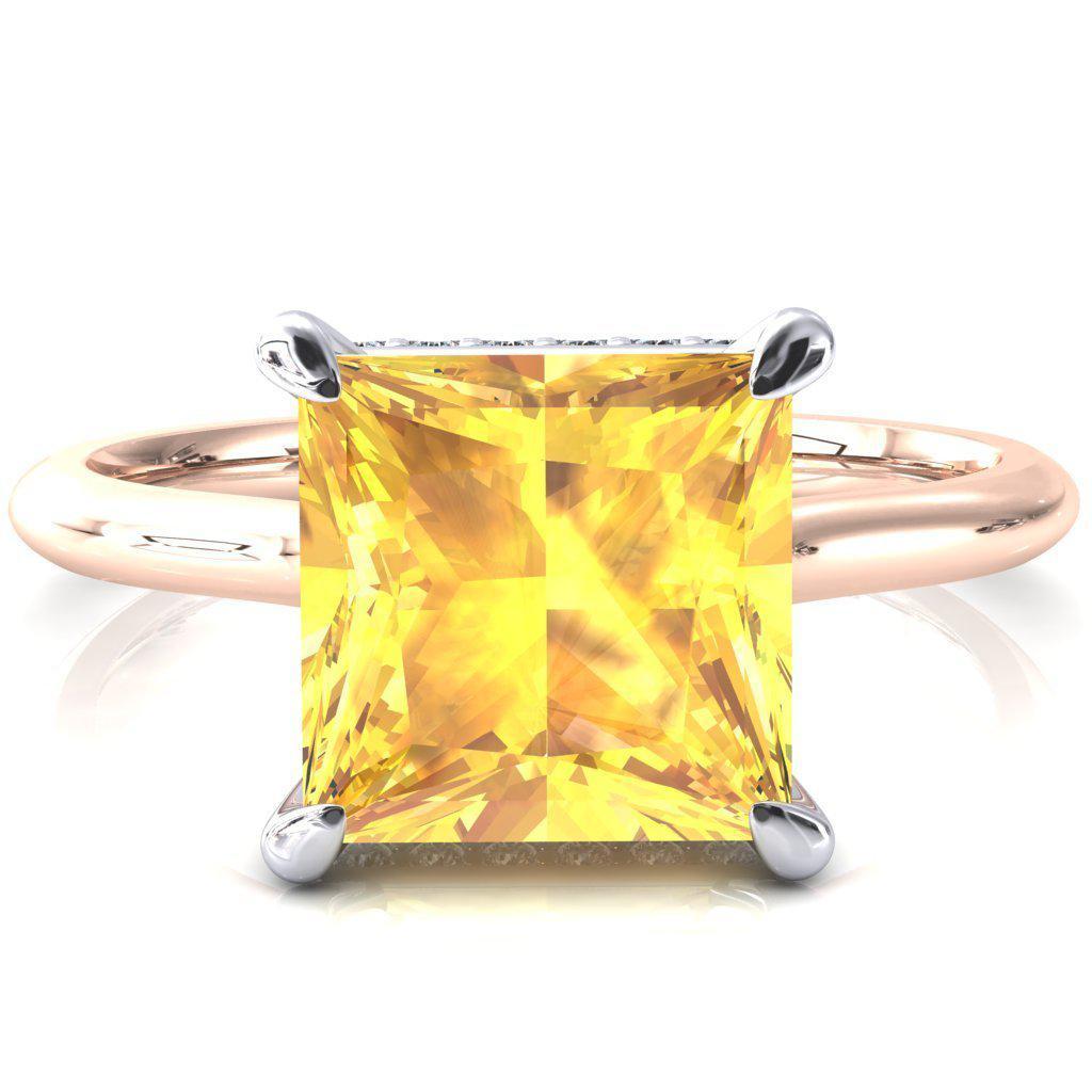 Secret Princess Yellow Sapphire 4 Prong Floating Halo Engagement Ring-FIRE & BRILLIANCE