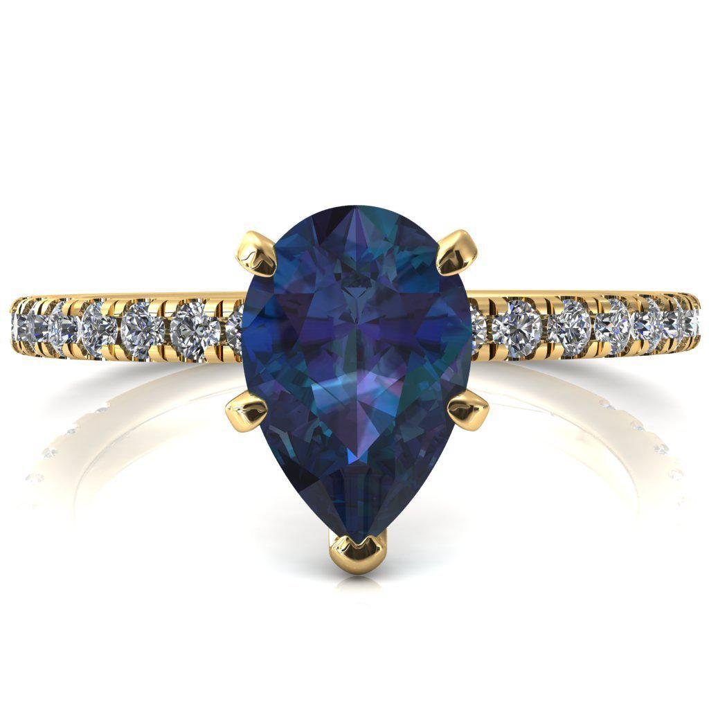 Sicili Pear Alexandrite 5 Prong 3/4 Micro Pave Diamond Engagement Ring-FIRE & BRILLIANCE