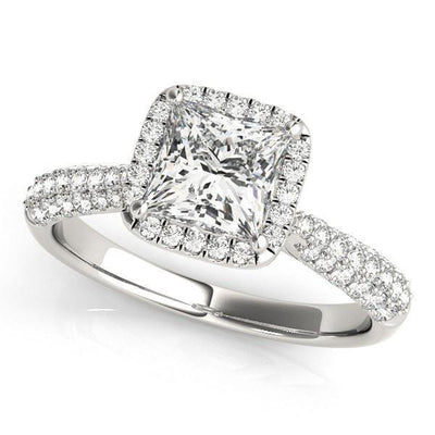 Sonya Princess/Square Moissanite Micro Pave Cathedral Halo Engagement Ring-Custom-Made Jewelry-Fire & Brilliance ®