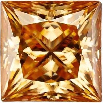 Square Diamond Faceted FAB Brown Moissanite Loose Stone-FIRE & BRILLIANCE