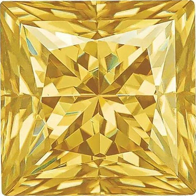 Square Diamond Faceted FAB Yellow Moissanite Loose Stone-FIRE & BRILLIANCE
