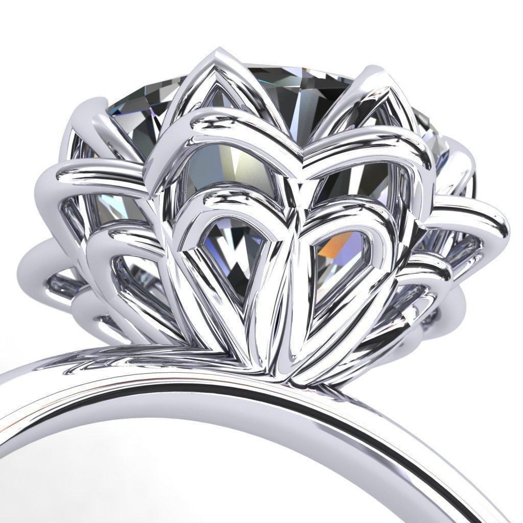 Sunflower Round Moissanite Engagement Ring-Custom-Made Jewelry-Fire & Brilliance ®