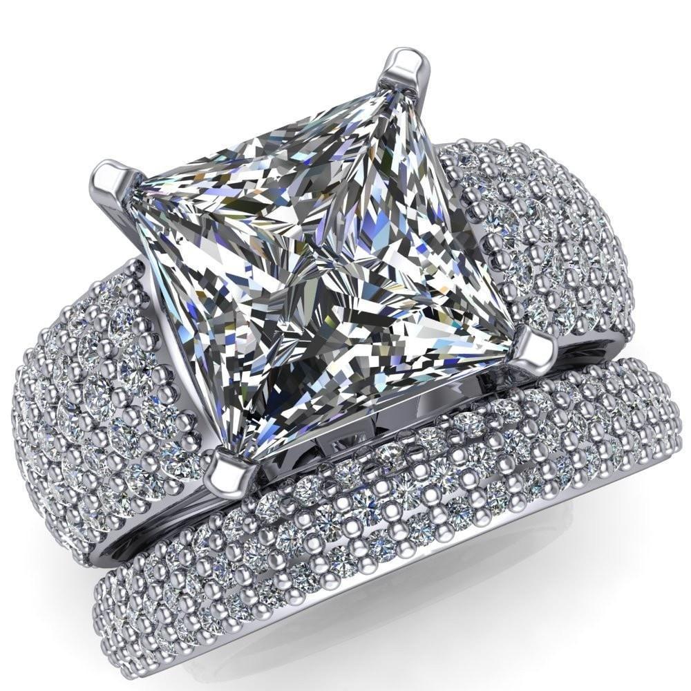 Cathedral Flat Band Square Moissanite Ring In 950 Platinum