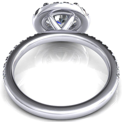 Talia Oval Center Stone East-West 4 Prong Halo 5/8 Micropave Ring-FIRE & BRILLIANCE
