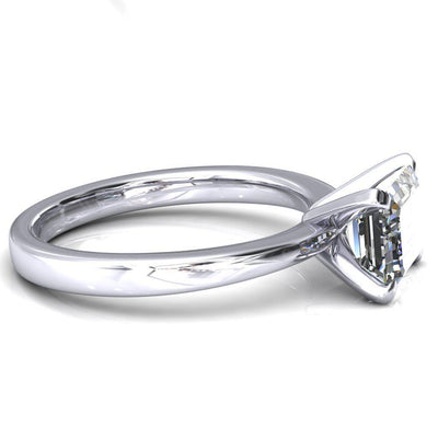 Tessa Emerald Moissanite East-West 4 Prong Pitched Sholders Solitaire Engagement Ring-FIRE & BRILLIANCE