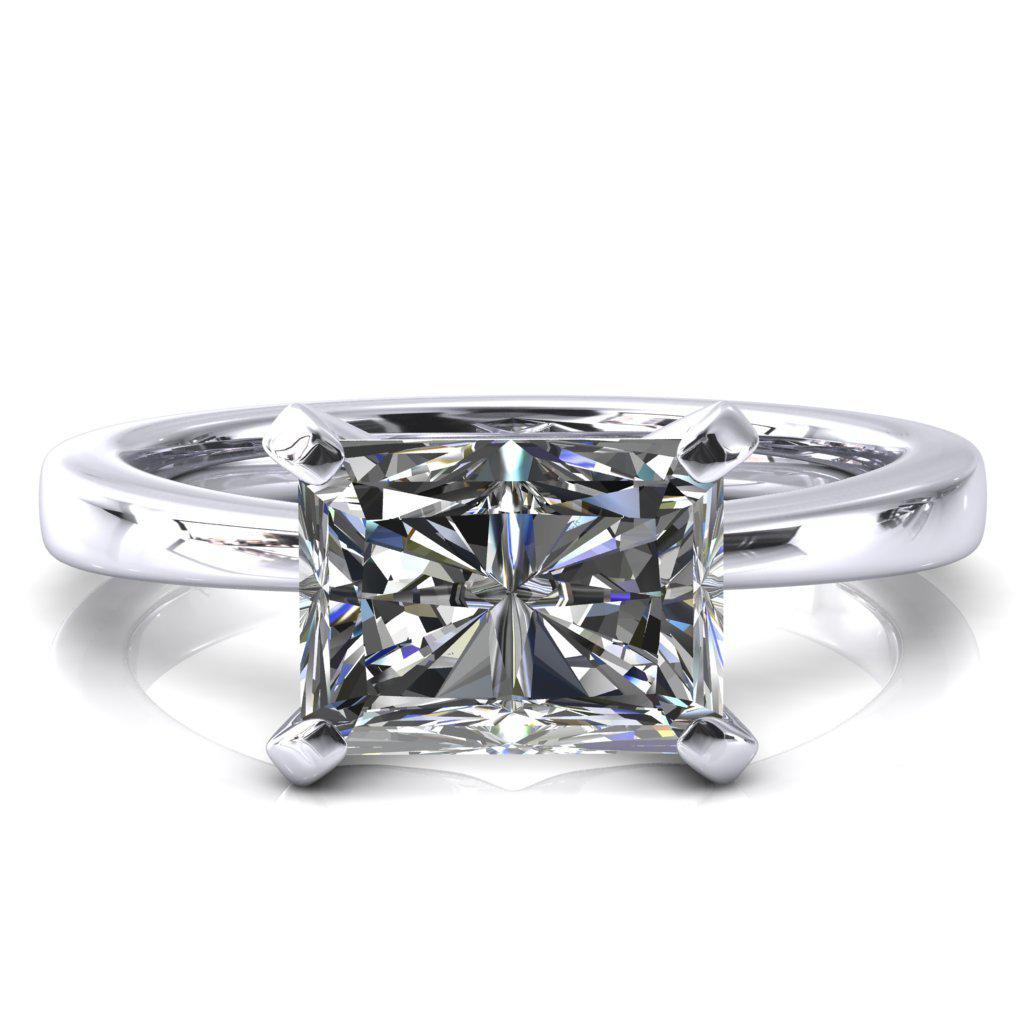 Tessa Radiant Moissanite East-West 4 Prong Pitched Sholders Solitaire Engagement Ring-FIRE & BRILLIANCE