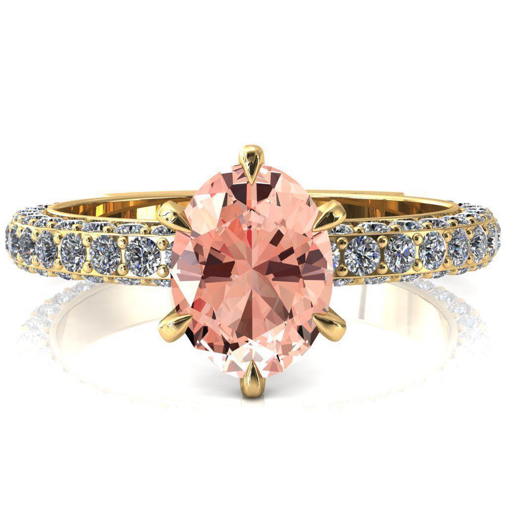 Vanessa Oval Champagne Sapphire 6 Claw Prongs 3/4 Pavé Eternity Engagement Ring-FIRE & BRILLIANCE