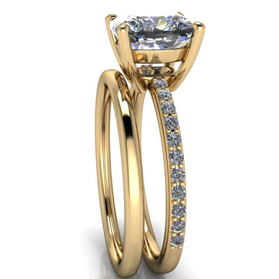 Winslet Cushion Moissanite 4 Prong Diamond Bead-Set Ring-Custom-Made Jewelry-Fire & Brilliance ®
