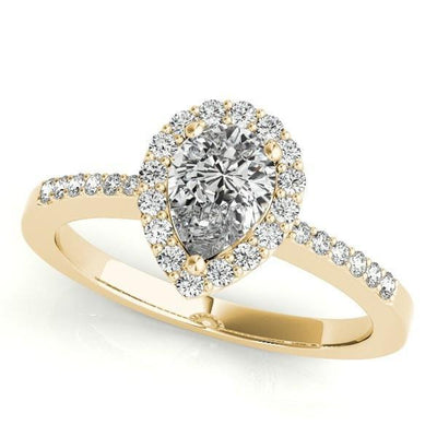 Zabrina Pear Moissanite Shank Halo Engagement Ring-Custom-Made Jewelry-Fire & Brilliance ®
