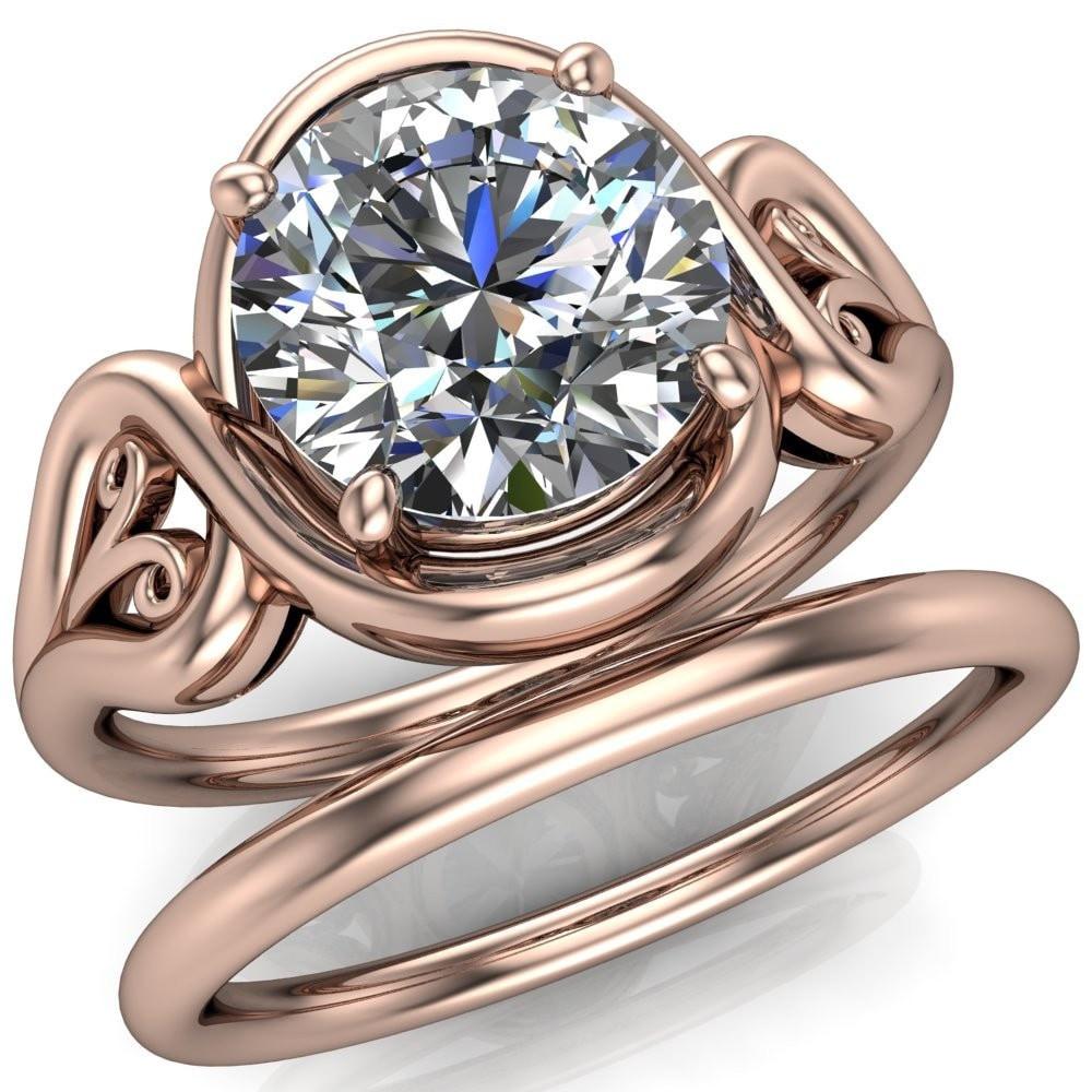 Harper Round Moissanite 4 Prong Design Split Shank Halo Ring-Custom-Made Jewelry-Fire & Brilliance ®