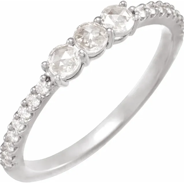 Stackables 1/3 CTW Natural Rose-Cut Diamond Three-Stone Anniversary Ring