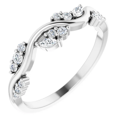 Juliette Round and Marquise Diamond or Moissanite 1/2 Eternity Ice Solitaire 1/6 CTW Band