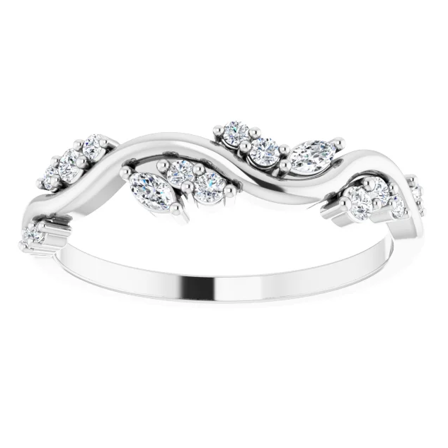 Juliette Round and Marquise Diamond or Moissanite 1/2 Eternity Ice Solitaire 1/6 CTW Band