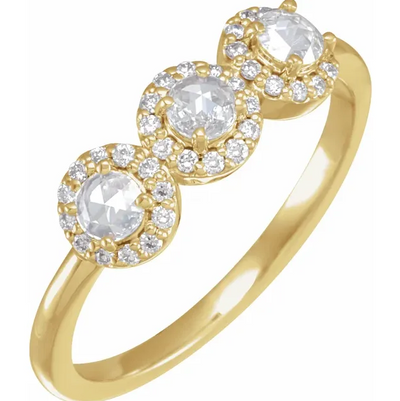 Stackables 1/3 CTW Natural Rose-Cut Diamond & Faceted Anniversary Ring