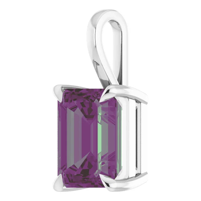 Emerald Center 4 Claw Prongs Pendant and Necklace