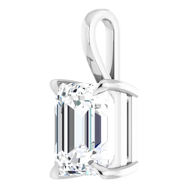 Emerald Center 4 Claw Prongs Pendant and Necklace