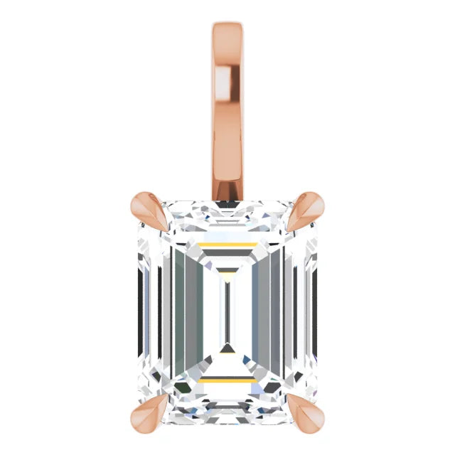 Emerald Center 4 Claw Prongs Pendant and Necklace