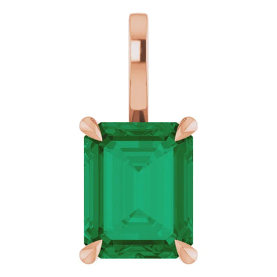 Emerald Center 4 Claw Prongs Pendant and Necklace