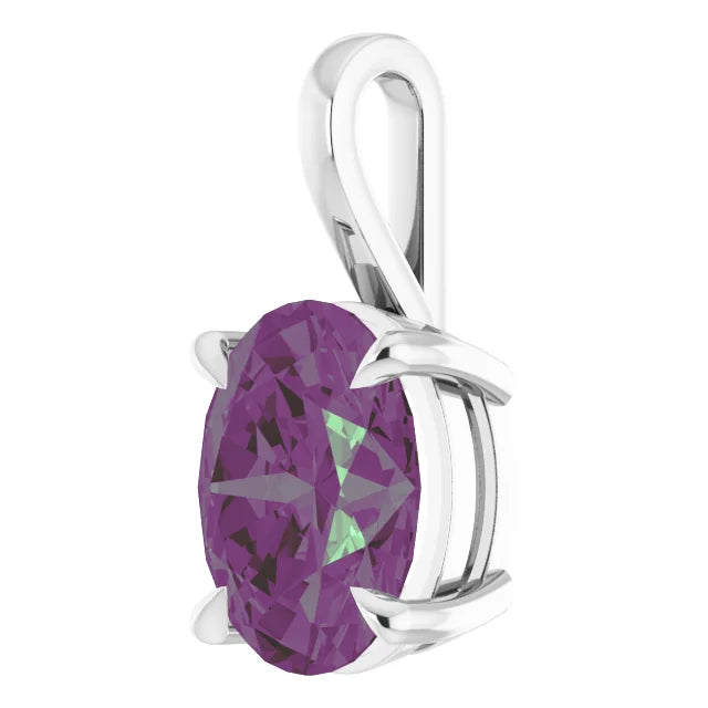 Oval Center 4 Claw Prongs Pendant and Necklace