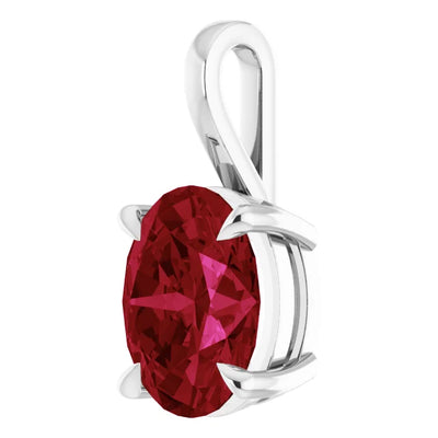 Oval Center 4 Claw Prongs Pendant and Necklace