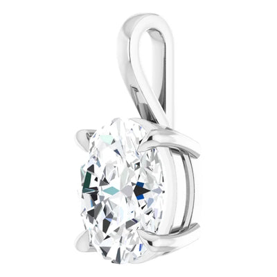 Oval Center 4 Claw Prongs Pendant and Necklace