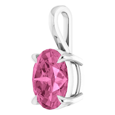 Oval Center 4 Claw Prongs Pendant and Necklace