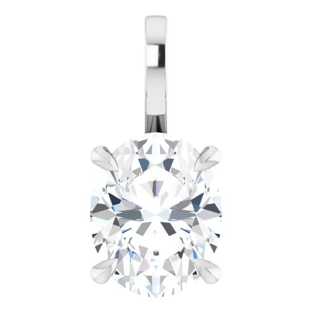 Oval Center 4 Claw Prongs Pendant and Necklace