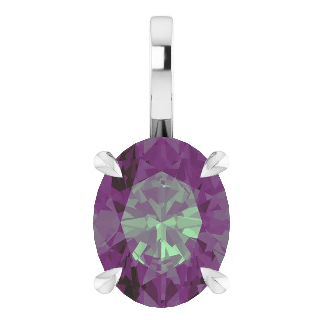 Oval Center 4 Claw Prongs Pendant and Necklace