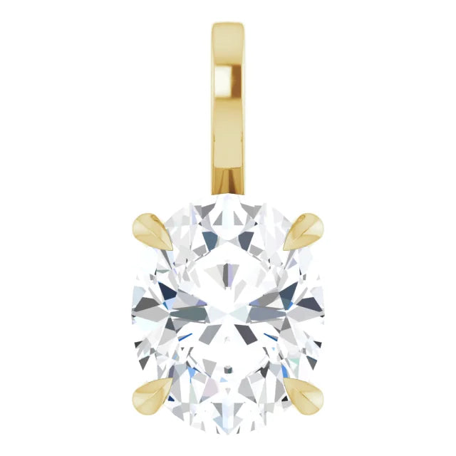 Oval Center 4 Claw Prongs Pendant and Necklace