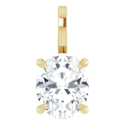 Oval Center 4 Claw Prongs Pendant and Necklace