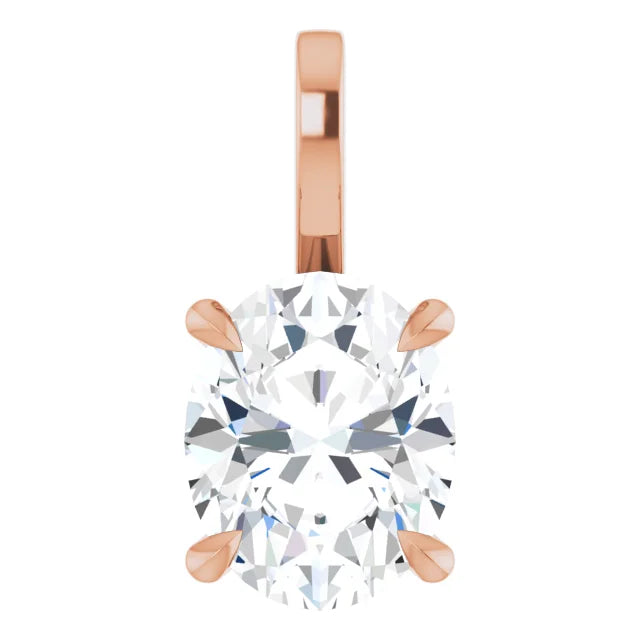 Oval Center 4 Claw Prongs Pendant and Necklace