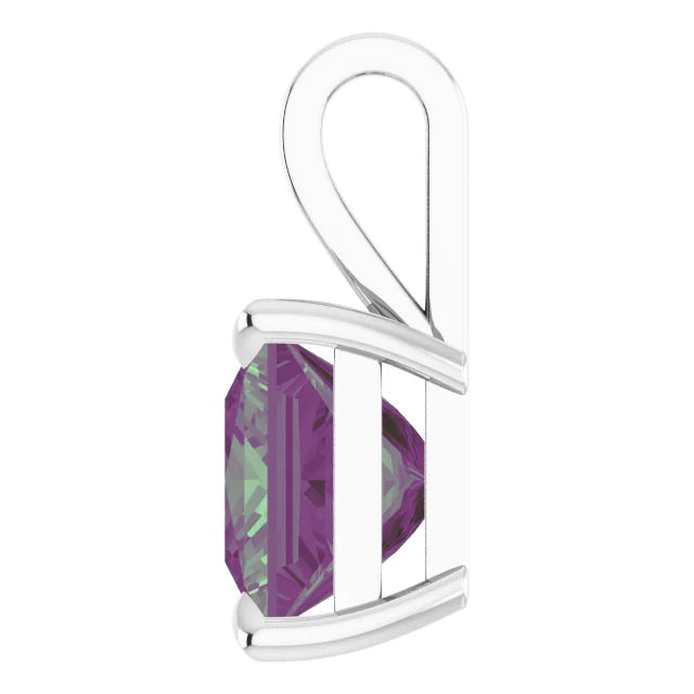 Square Princess Cut Center 4 Claw Prongs Pendant and Necklace