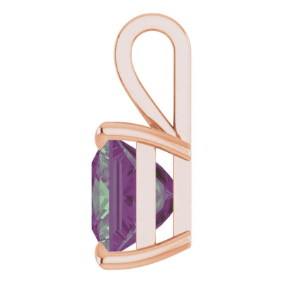 Square Princess Cut Center 4 Claw Prongs Pendant and Necklace