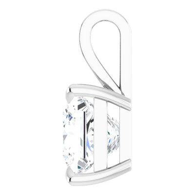 Square Princess Cut Center 4 Claw Prongs Pendant and Necklace
