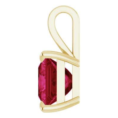 Square Princess Cut Center 4 Claw Prongs Pendant and Necklace