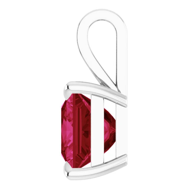 Square Princess Cut Center 4 Claw Prongs Pendant and Necklace