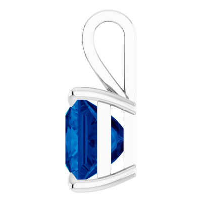 Square Princess Cut Center 4 Claw Prongs Pendant and Necklace