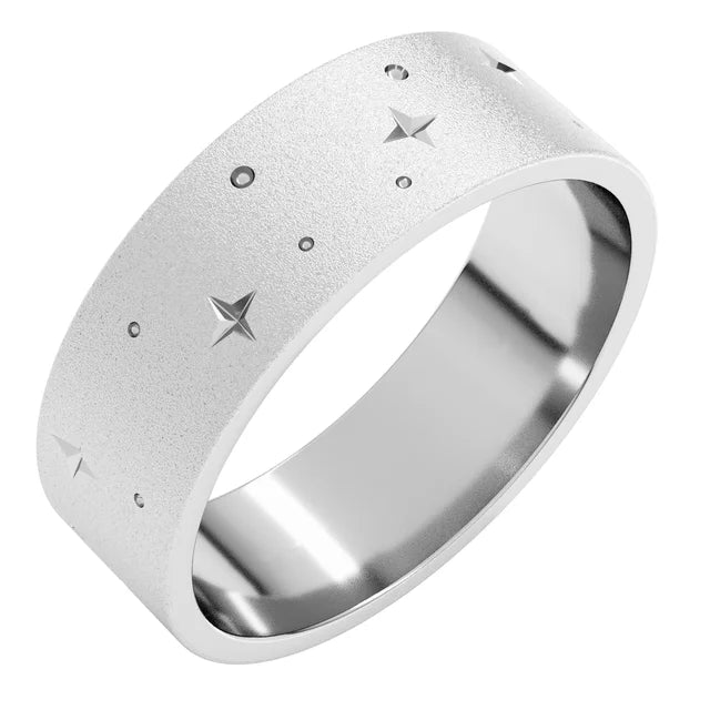Eternity Star Glass Blast Finish Bold Band
