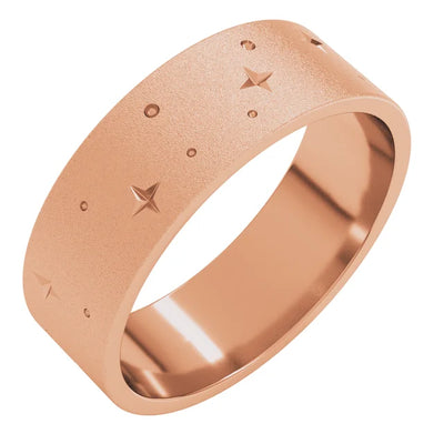 Eternity Star Glass Blast Finish Bold Band