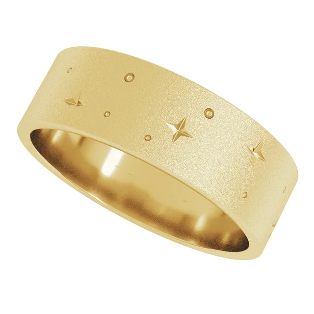 Eternity Star Glass Blast Finish Bold Band