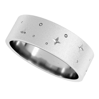 Eternity Star Glass Blast Finish Bold Band