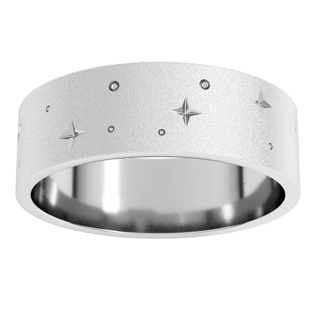 Eternity Star Glass Blast Finish Bold Band