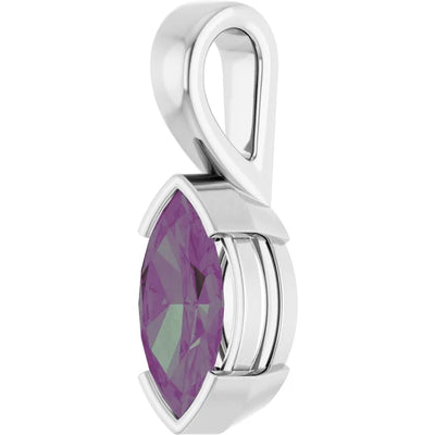 Marquise Center Half Bezel Pendant and Necklace